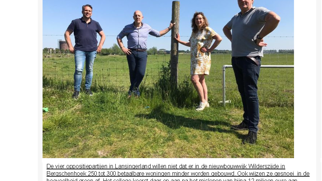 Artikel AD oppositie wil betaalbare woningen