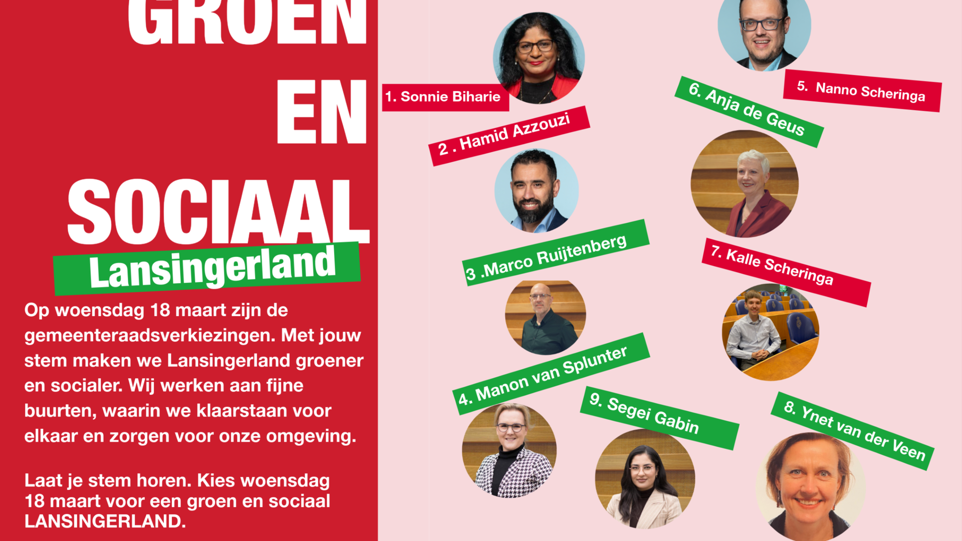 gekozen personen voor de gemeenteraad Lansingerland